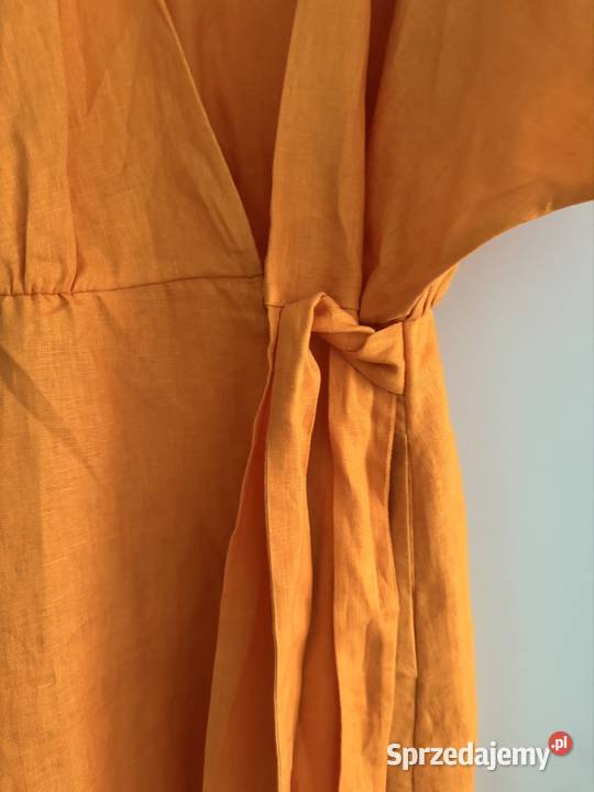 Sukienka Massimo Dutti XS pomarańczowa len100 Częstochowa