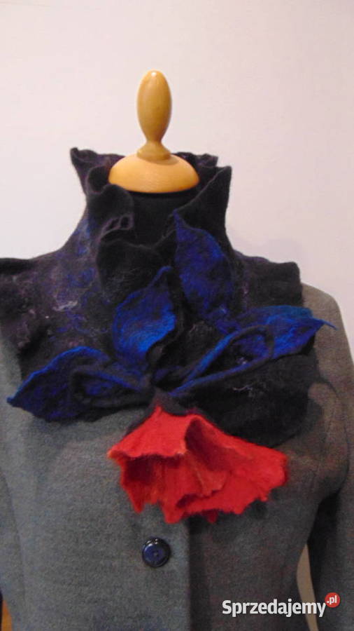 Szalik kryza otulacz na szyję rękodzieło filc lubelskie