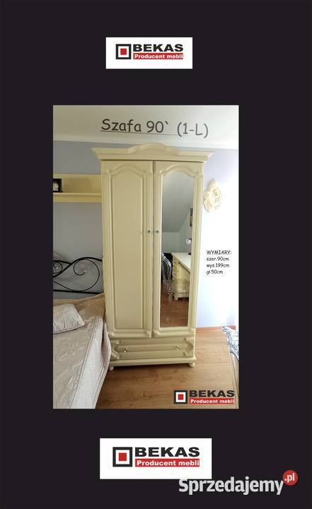 Śliczna Szafa Dąb Kremowy Stylowa 901L Lustro Bydgoszcz