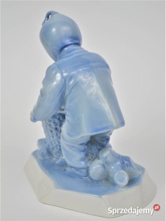 Dziecko z koszem art deco A Sinkó Zsolnay błękit Warszawa sprzedam