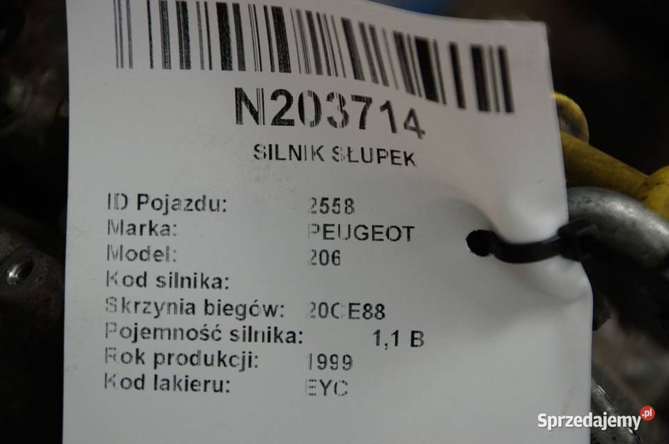 SILNIK SŁUPEK PEUGEOT 206 10FP50 Pozostałe Lipno