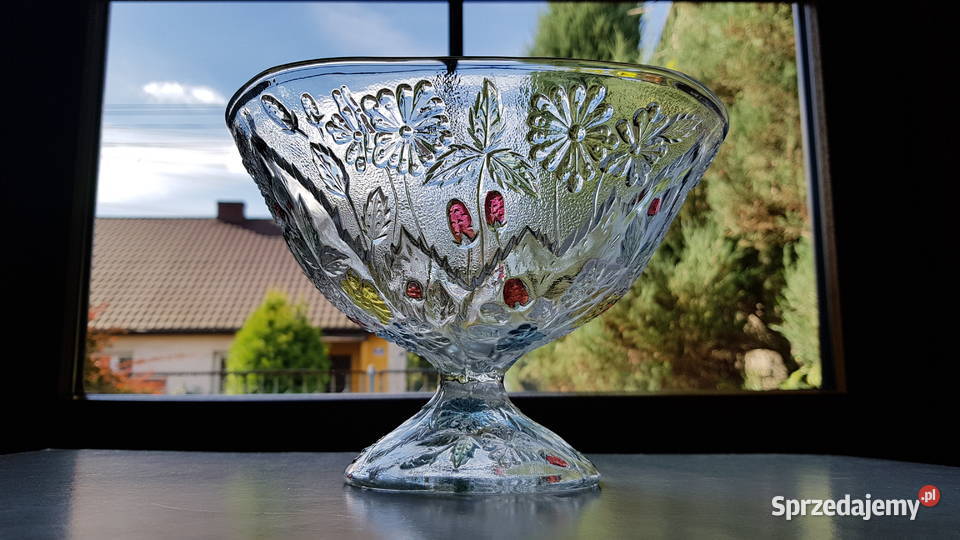 Owocarka Poziomki Strawberry z kolorowymi Porcelana i szkło Dąbrowa Górnicza