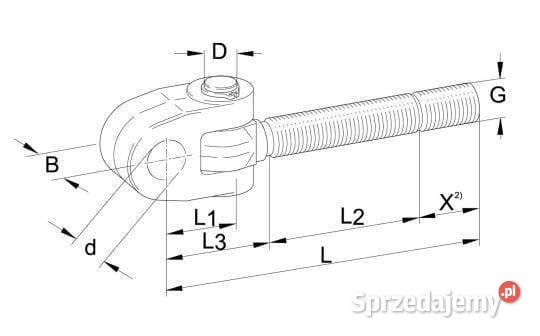 Końcówka przegubowa łącznika górnego M30x2540 mm