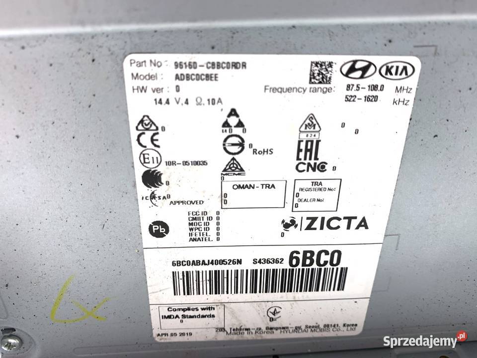 WYŚWIETLACZ HYUNDAI i20 II 96160C8BC0RDR EKRAN osobowe