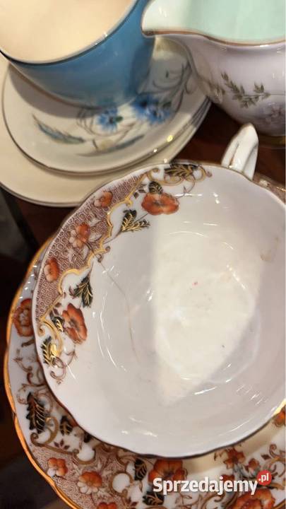 Spodek Stara porcelana z czarnymi i brązowymi sprzedam
