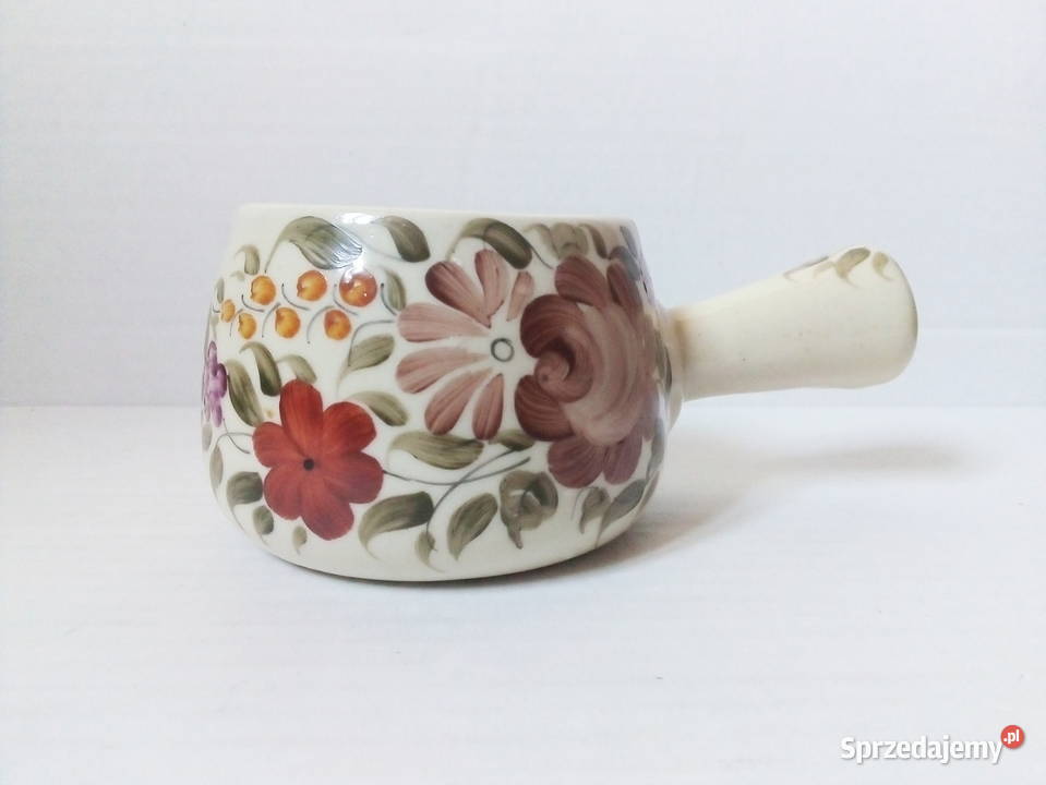 kokilka fajans vintage PRL Cepelia folk ręcznie Częstochowa