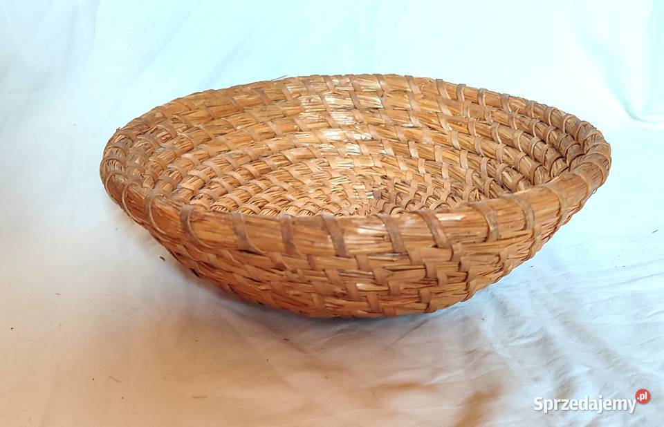 Słomiana taca koszyk chlebowy vintage boho antyk Gdańsk