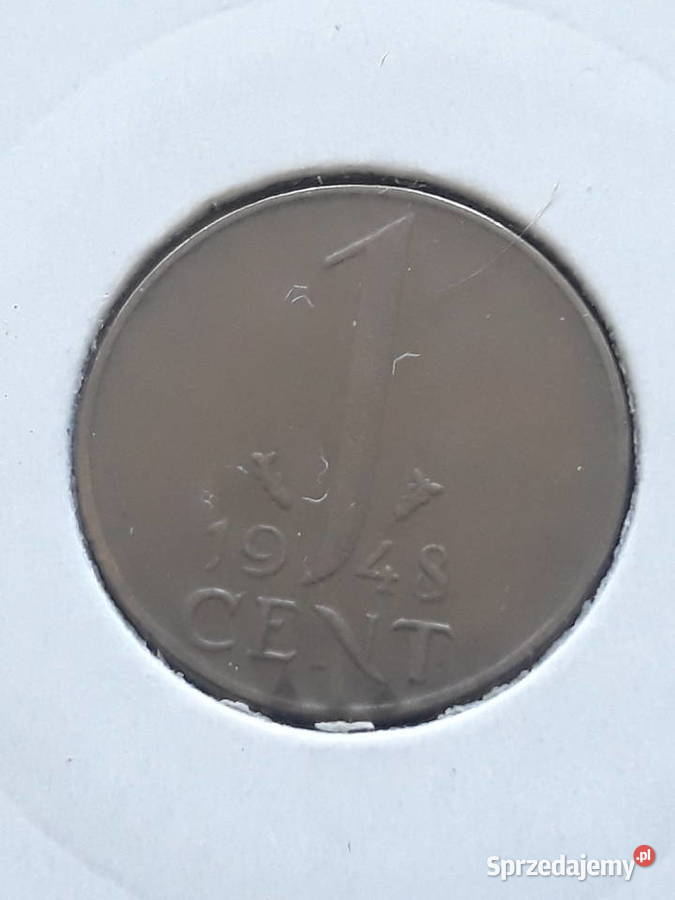 1 Cent Holandia 1948 rWilhelmina 1 UNC Konin