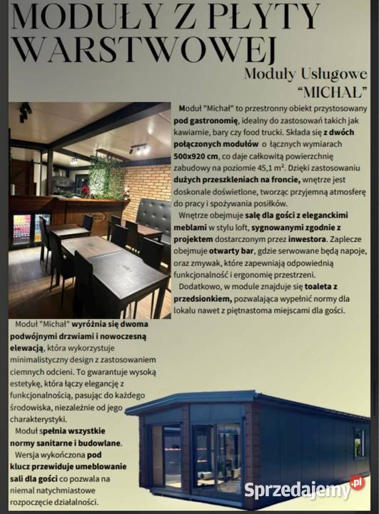 Na sprzedaż Dom Modułowy gastronomia usługi mazowieckie Płock