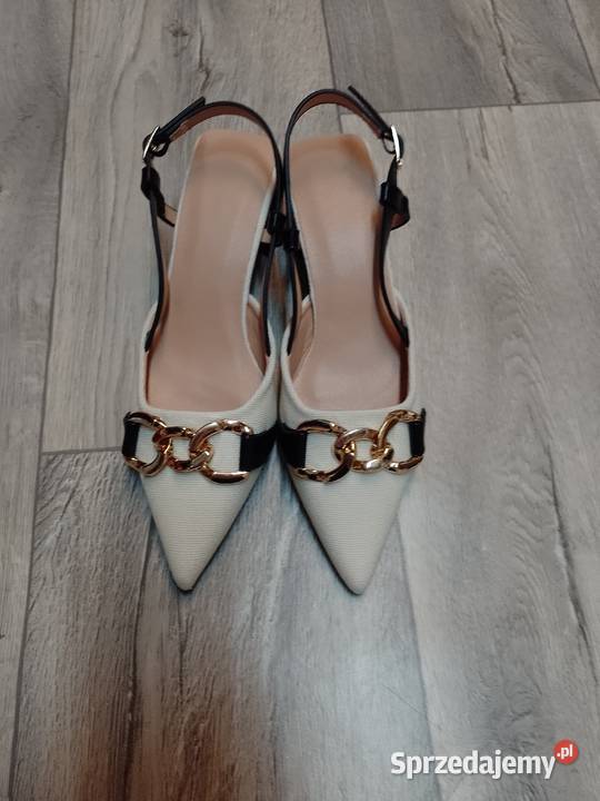 38 Bogato zdobione Czółenka wieczorowe z odkrytą czarny Kraków