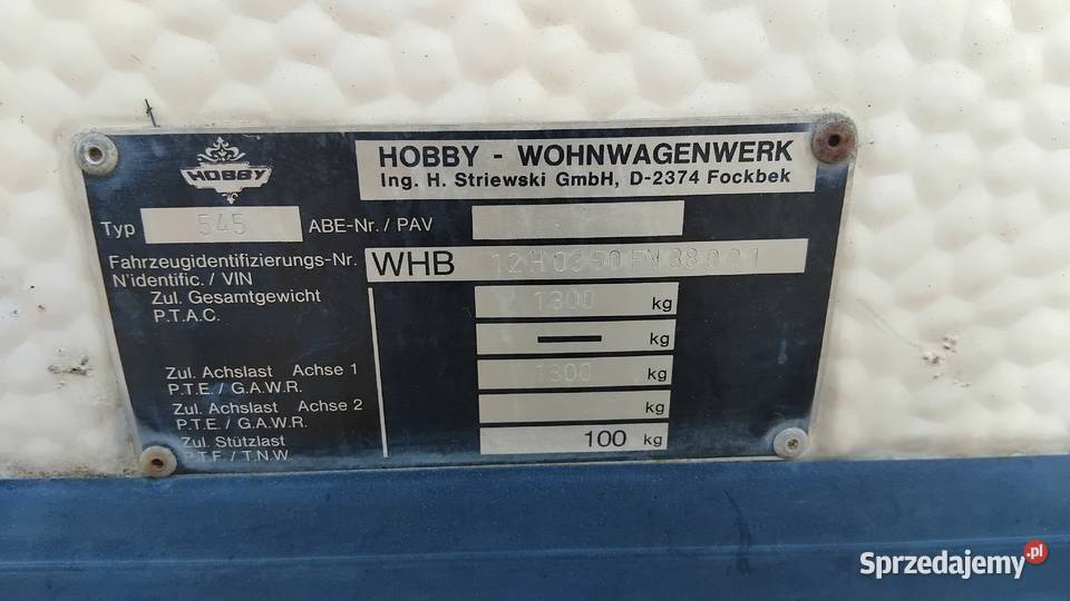 Przyczepa campingowa Hobby 545 de lux Oława