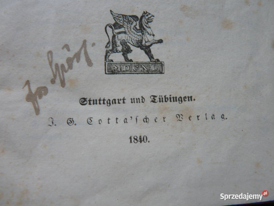 Kompletne wydanie Goethes Werke z 1840 roku łódzkie Sieradz sprzedam