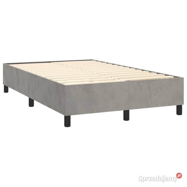 Łóżko kontynentalne z materacem i LED szare 120cm