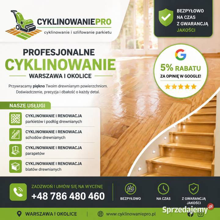 Cyklinowanie i renowacja parkietu Warszawa