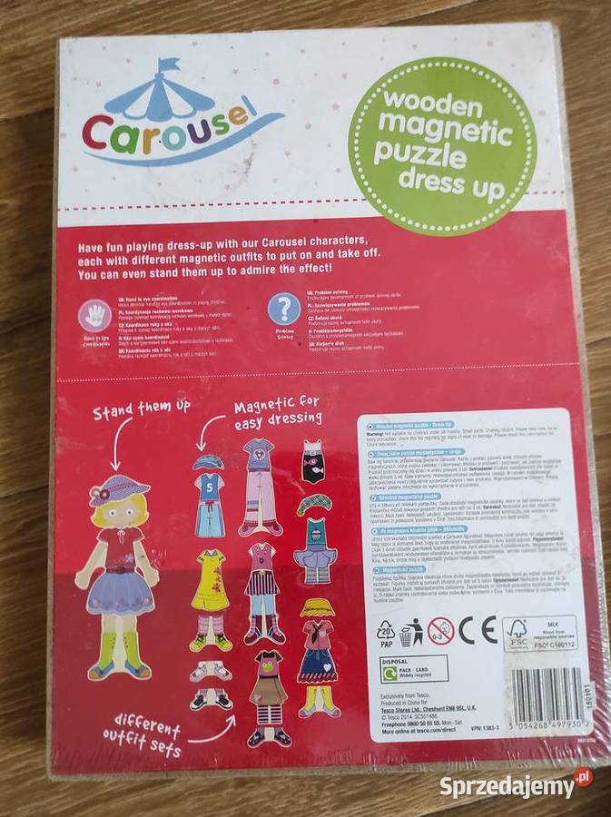 3 Nowe zafoliowane puzzle magnetyczne drewniane 3 lata+ Łódź