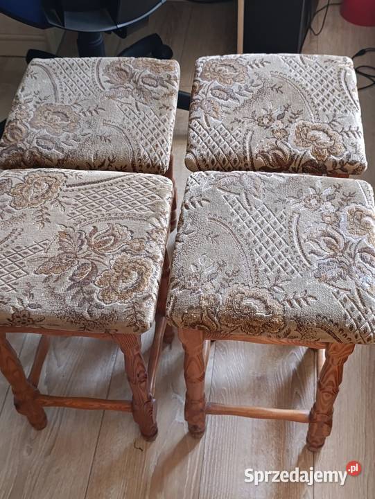 taboret taborety drewniane 4 sztuki komplet wielkopolskie