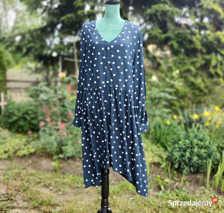 Sukienka CA Clockhouse 44 XXL granatowa w białe C&A Spódnice i sukienki zachodniopomorskie Szczecin