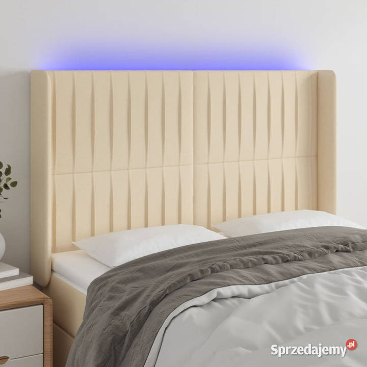 Zagłówek do łóżka z LED kremowy 147x16x118128 Warszawa