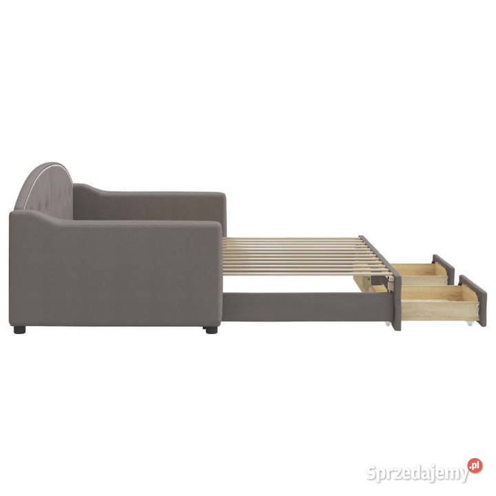 Sofa rozsuwana z szufladami taupe tkanina 90x200 Łóżka mazowieckie