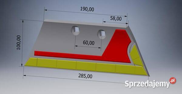 Lemiesz przedpłużka prawy SDG 18B z węglikiem