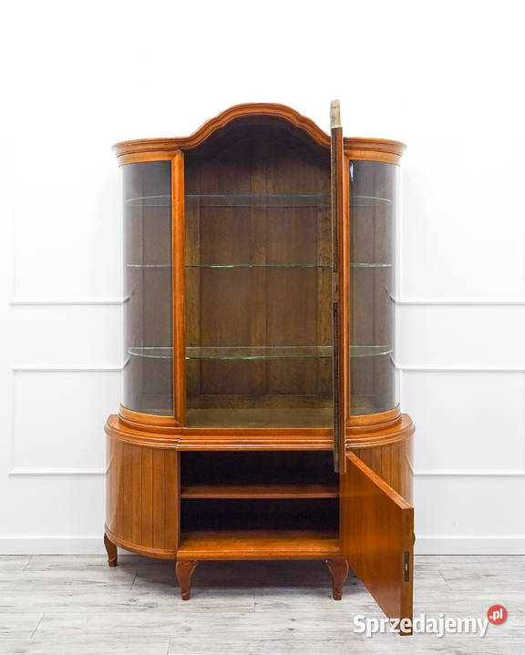 Dębowa Witryna Ludwik PÓŁOKRĄGŁE szyby ZDOBIONY wielkopolskie Kalisz