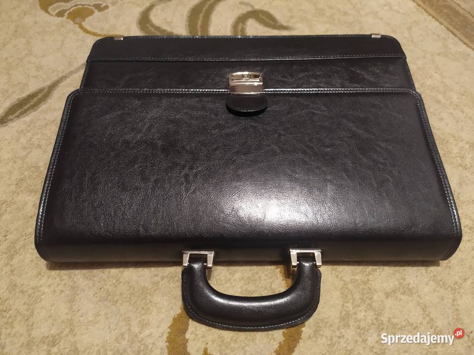 Torba teczka skórzana aktówka męska czarna 42cm sprzedam