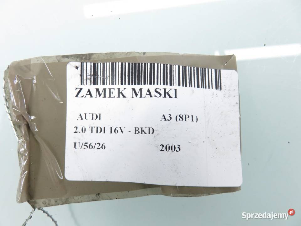 ZAMEK MASKI AUDI A3 8P1 8P0823509C Zamki, wkładki i kluczyki