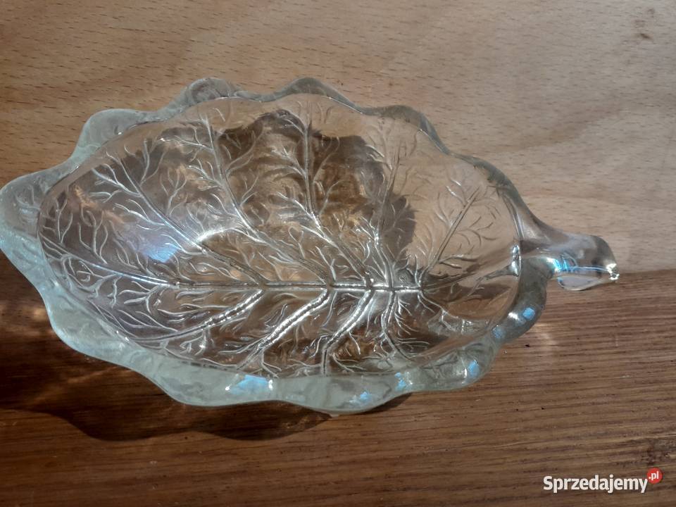 Stara szklana miseczka liść listek zabytek PRL Dąbrowa Górnicza