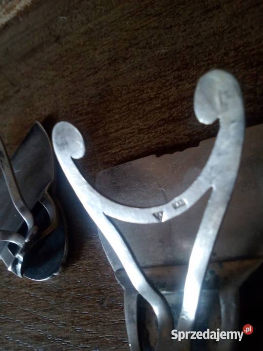 Antyk srebro 800 dwa stojaczki na winietki Gniezno