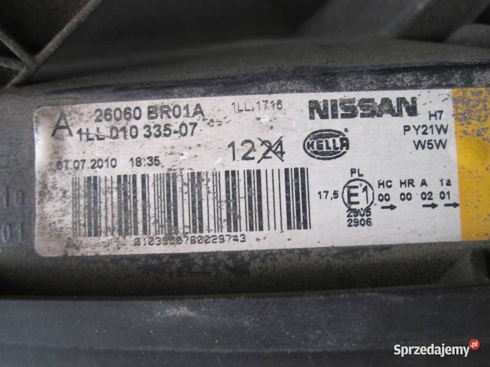 QASHQAI I J10 10r lampa lewa przód 26060BR01A sprzedam