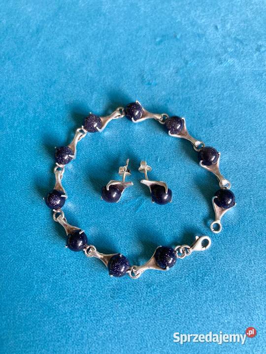 Nowy komplet srebro bransoletka kolczyki Noc Nisko