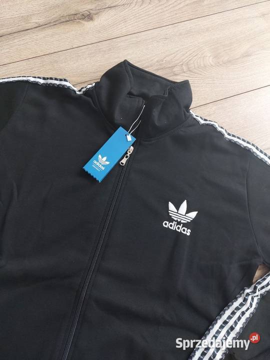 Komplet dresowy Adidas czarny z haftowanym logo Moda i Styl Aniołki