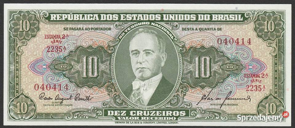BRAZYLIA 10 CRUZEIROS 1961 Getulio Vargas stan Łódź
