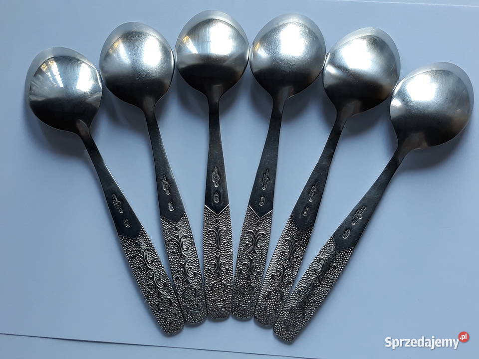 Łyżki obiadowe 2 ROŚLINNY Gerlach sztućce PRL Dąbrowa Górnicza