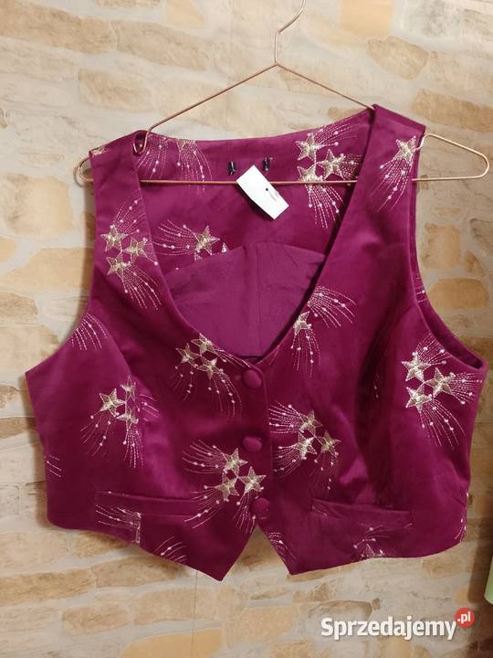 2XL3XL Welurowa haftowana kamizelka garniturowa