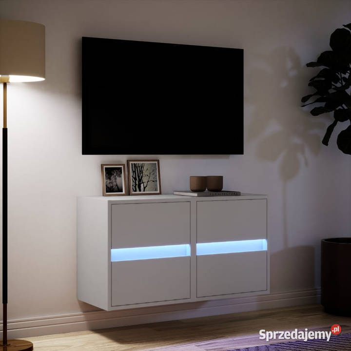 Ścienne szafki TV z LED 2 białe 41x31x45 Warszawa