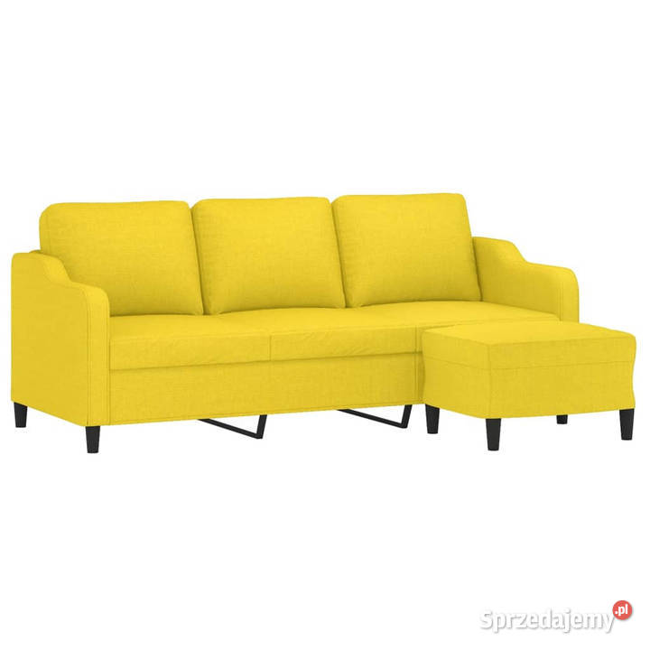 3osobowa sofa z podnóżkiem jasnożółty 180