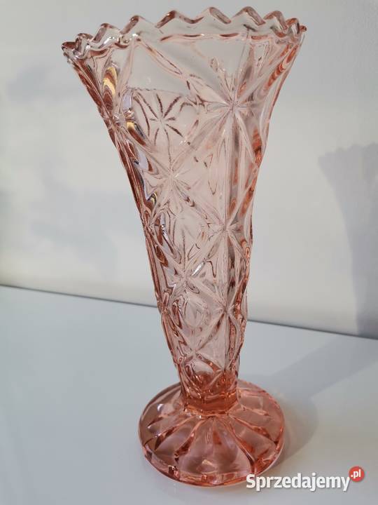 Stary różowy wazon szkło Art Deco Katowice