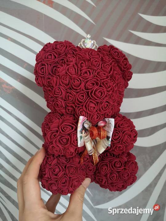Miś z róż piankowych bordowy wys 25 mazowieckie Otrębusy