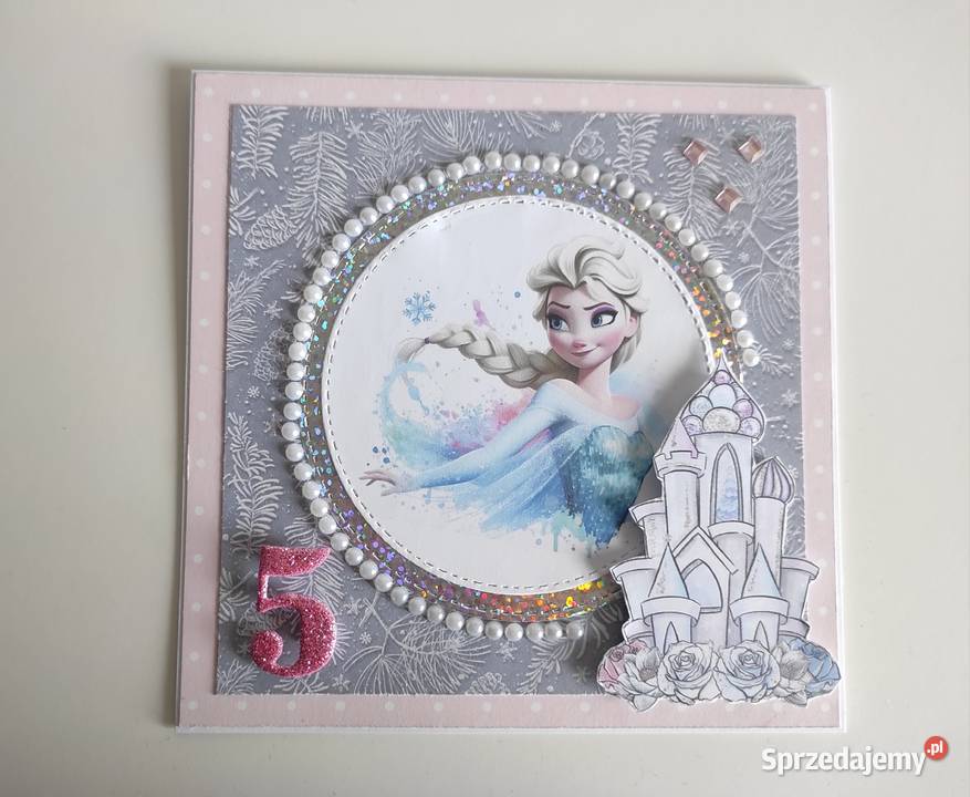 Kartka ręcznie robiona na urodziny Kraina lodu