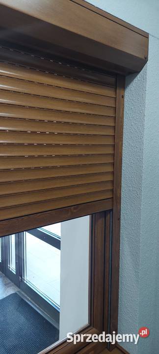 Okno 865x1435 złoty dąb z roletą elektryczną Łomża