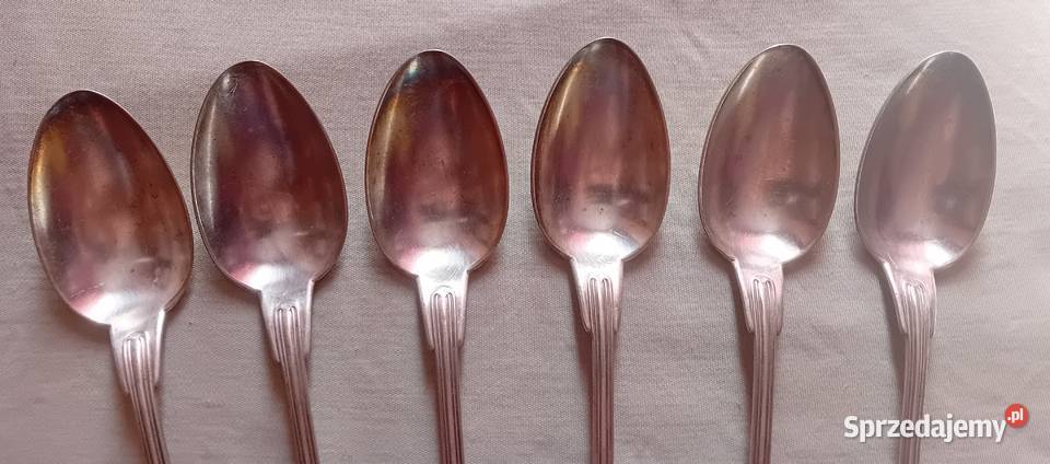 Komplet 6 platerowanych łyżek stołowych Gustaw Antyki Koźminek