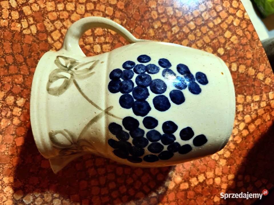 Malowany kamionkowy dzbanek z Bochni PRL Lublin