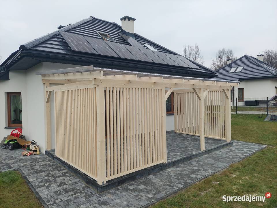 Zadaszenie Wiata Taras 35x7 dach PCV gont Altany i wiaty Smolice