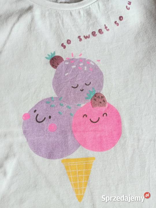 Tshirt koszulka dziewczęca biała 116 krótki Płock