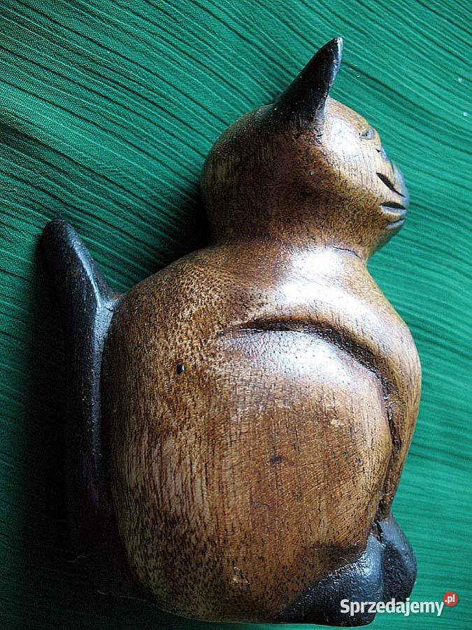 KOT Drewno Stara Figurka rzeźba 11 x 7 x 5 Siedlce