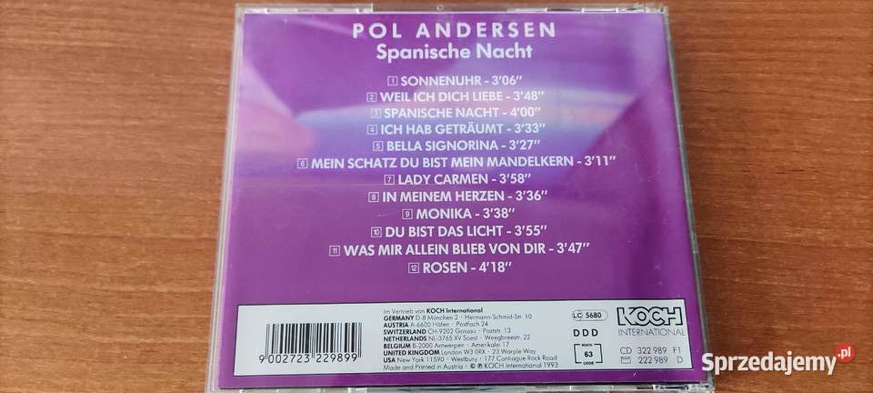 pol andersen spanische nacht 1993 Płyty i kasety Gliwice
