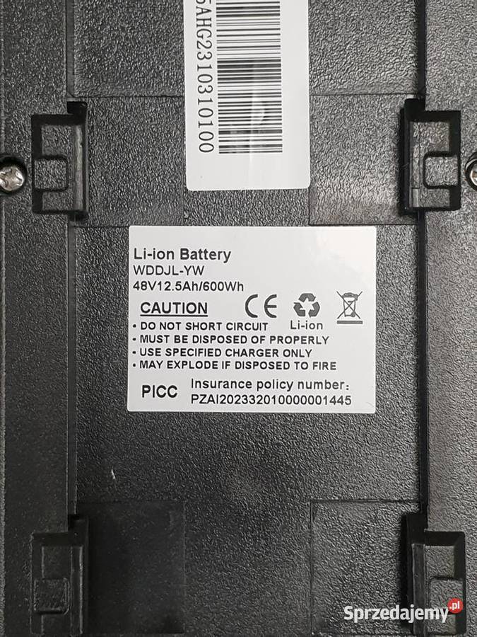 ROWER ELEKTRYCZNY 48V 125Ah 250W rama 185 koło małopolskie Szczucin