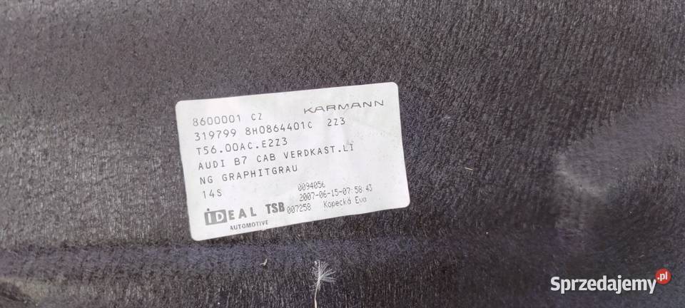 TAPICERKA BOCZEK BAGAŻNIKA AUDI A4 B7 8H0864401C śląskie sprzedam