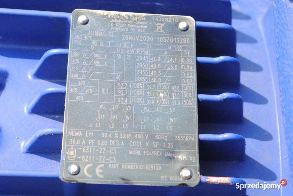 Pompa do wody z silnikiem 22kw 2945obr KSB Kargowa